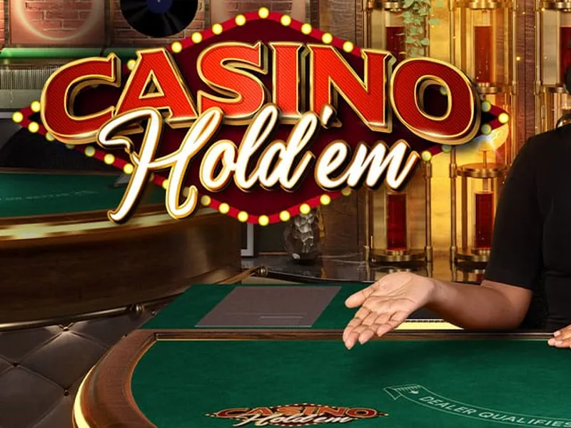 Mesa de Casino Hold'em: rótulo del juego y paño verde de póker